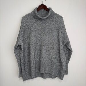 DAILY RITUAL Womens Small Gray Oversized Turtleneck Long Sleeve Wool Sweater